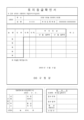 토지등급확인서